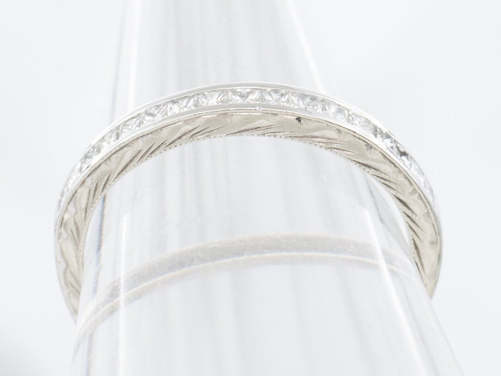 Square-Cut Diamond and Platinum Tacori Band