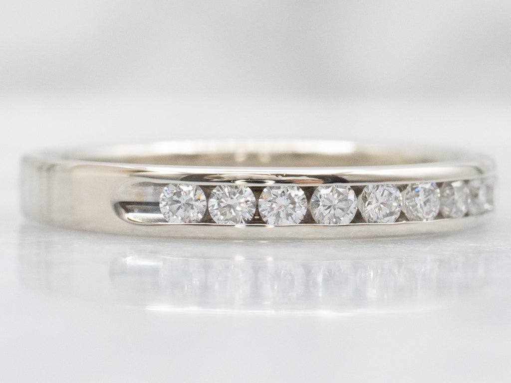 Channel-Set Diamond White Gold Wedding Band