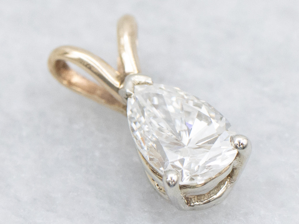 Teardrop Diamond Two Tone Pendant with Split Bail