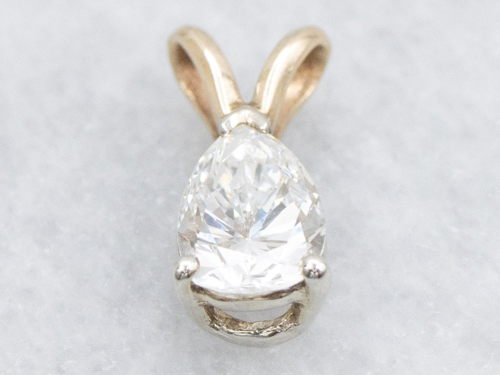 Teardrop Diamond Two Tone Pendant with Split Bail