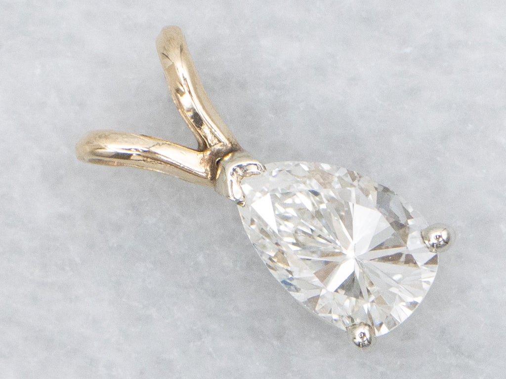 Teardrop Diamond Two Tone Pendant with Split Bail