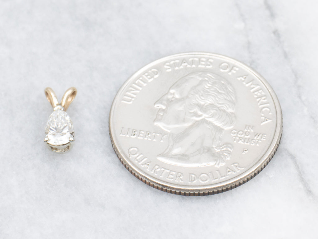 Teardrop Diamond Two Tone Pendant with Split Bail