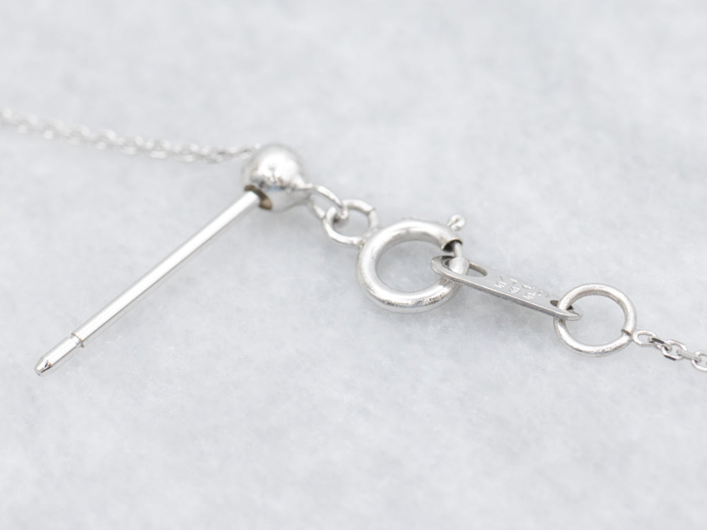 Italian White Gold Saltwater Pearl Slide Necklace