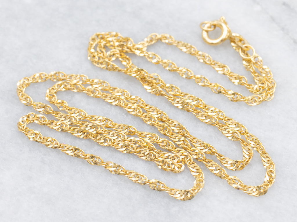 Italian Yellow Gold Singapore Chain with Spring Ring Clasp