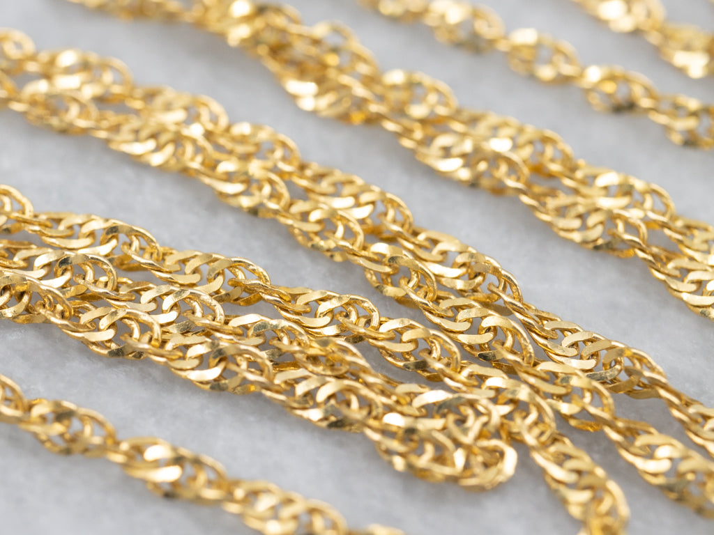 Italian Yellow Gold Singapore Chain with Spring Ring Clasp