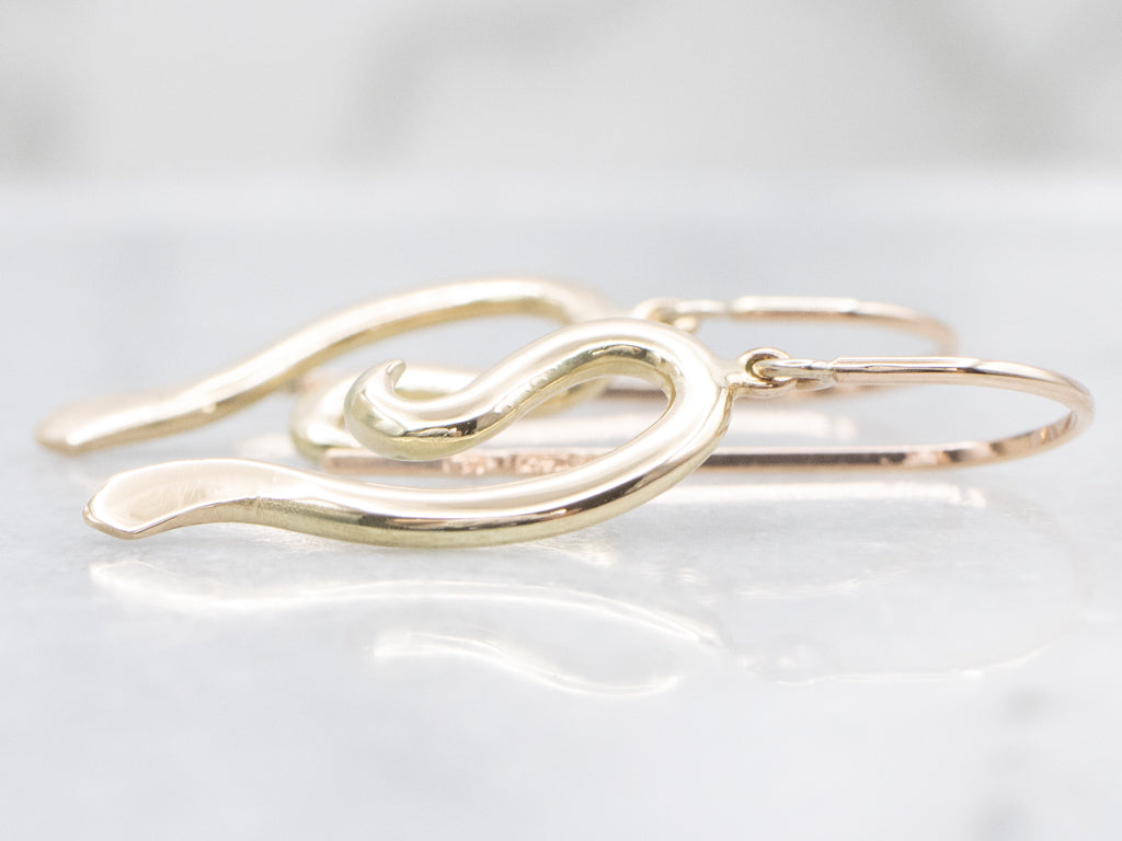 Stylized Italian Gold Snake Drop Earrings