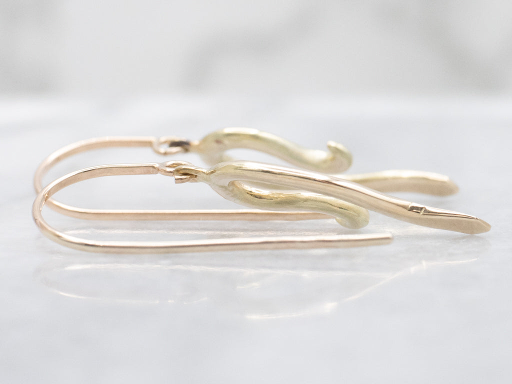 Stylized Italian Gold Snake Drop Earrings