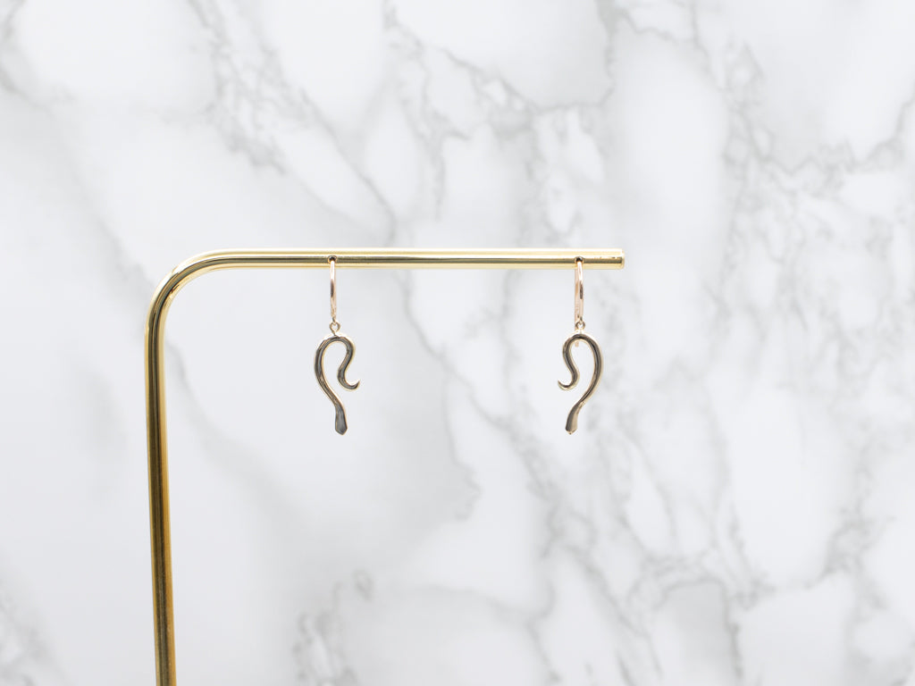Stylized Italian Gold Snake Drop Earrings