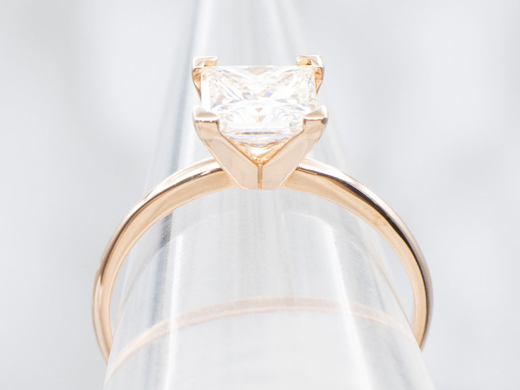 Modern GIA-Certified Diamond Solitaire Rose Gold Engagement Ring