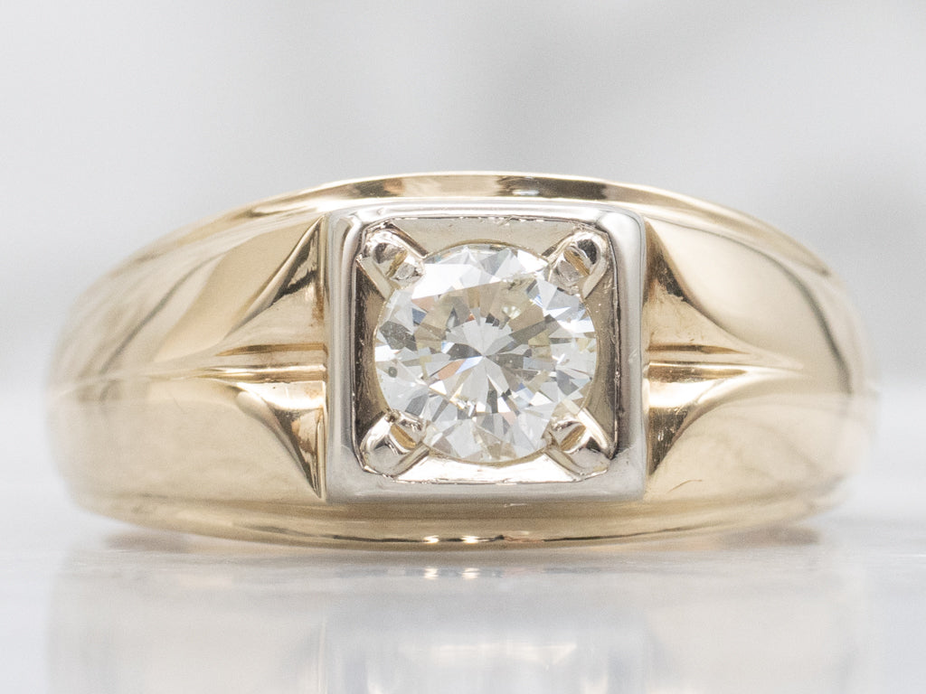 Men's Vintage Brilliant Diamond Solitaire Ring