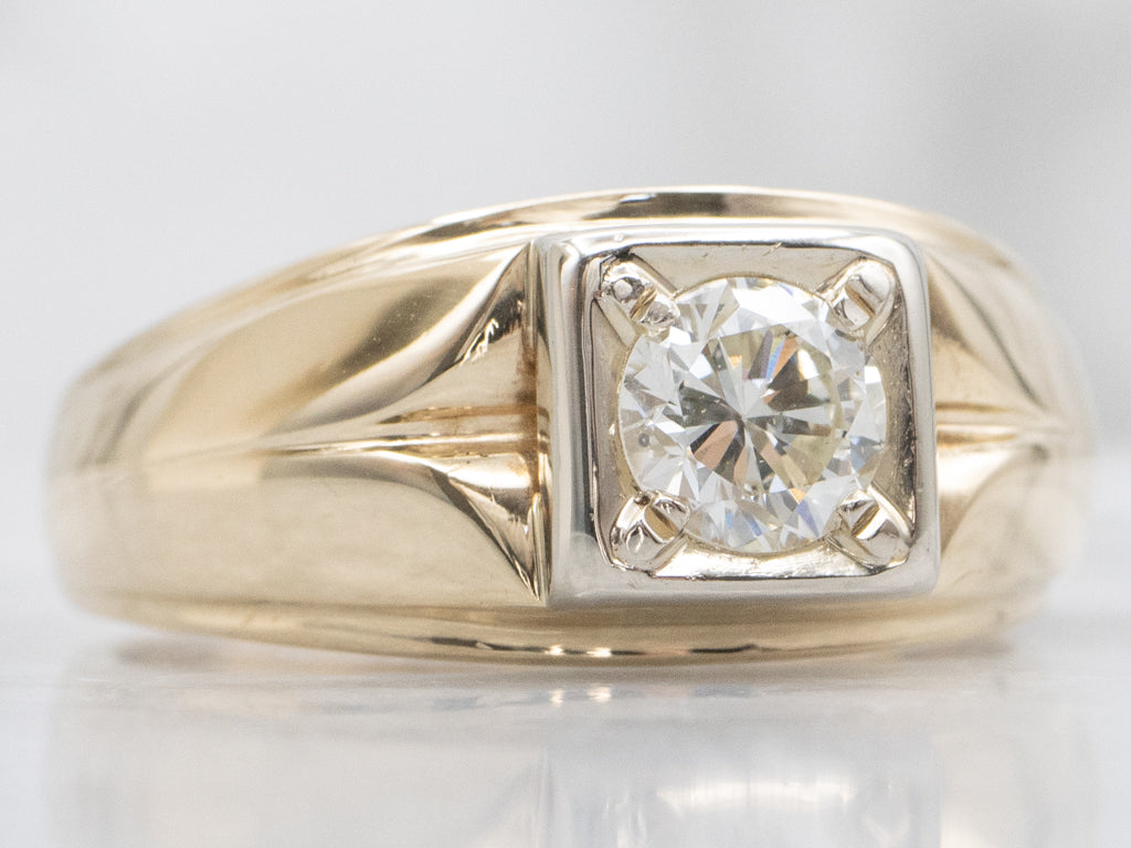 Men's Vintage Brilliant Diamond Solitaire Ring