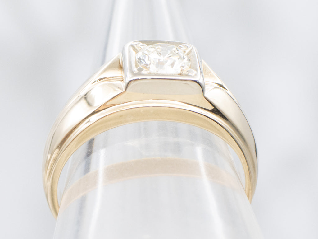 Men's Vintage Brilliant Diamond Solitaire Ring