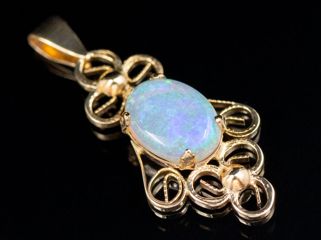 Australian Opal Scrolling Gold Pendant