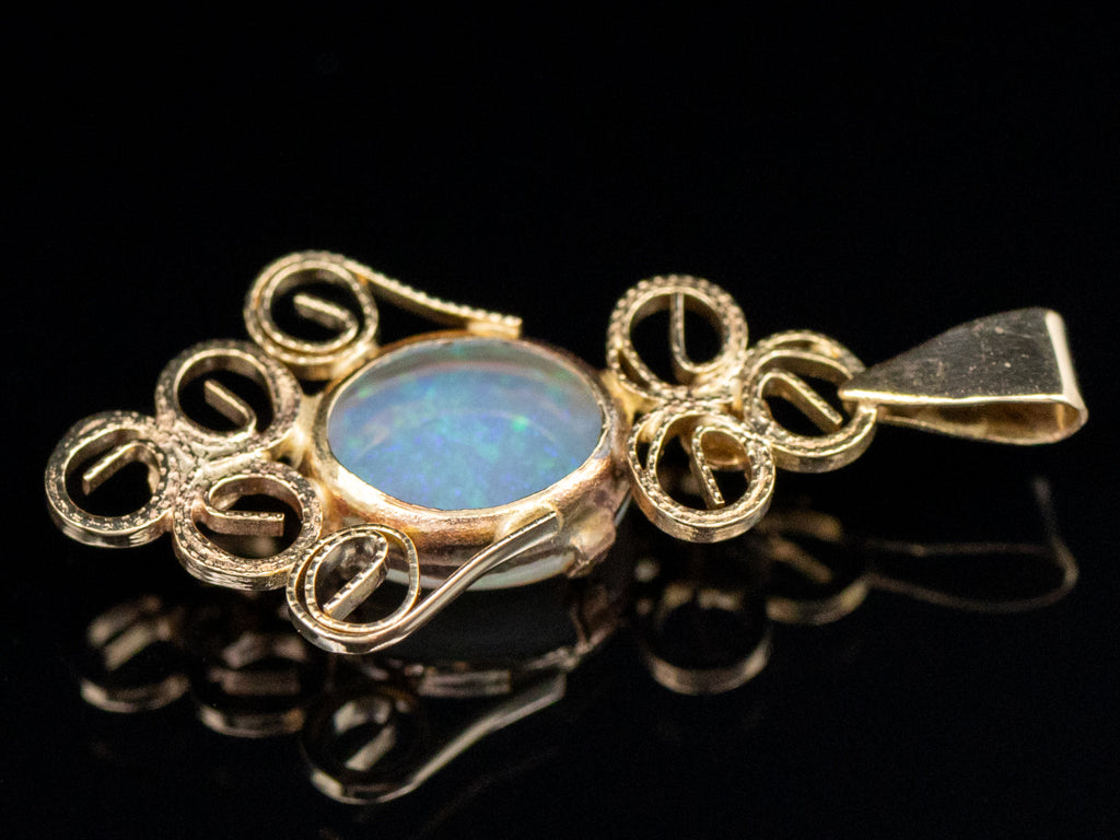 Australian Opal Scrolling Gold Pendant
