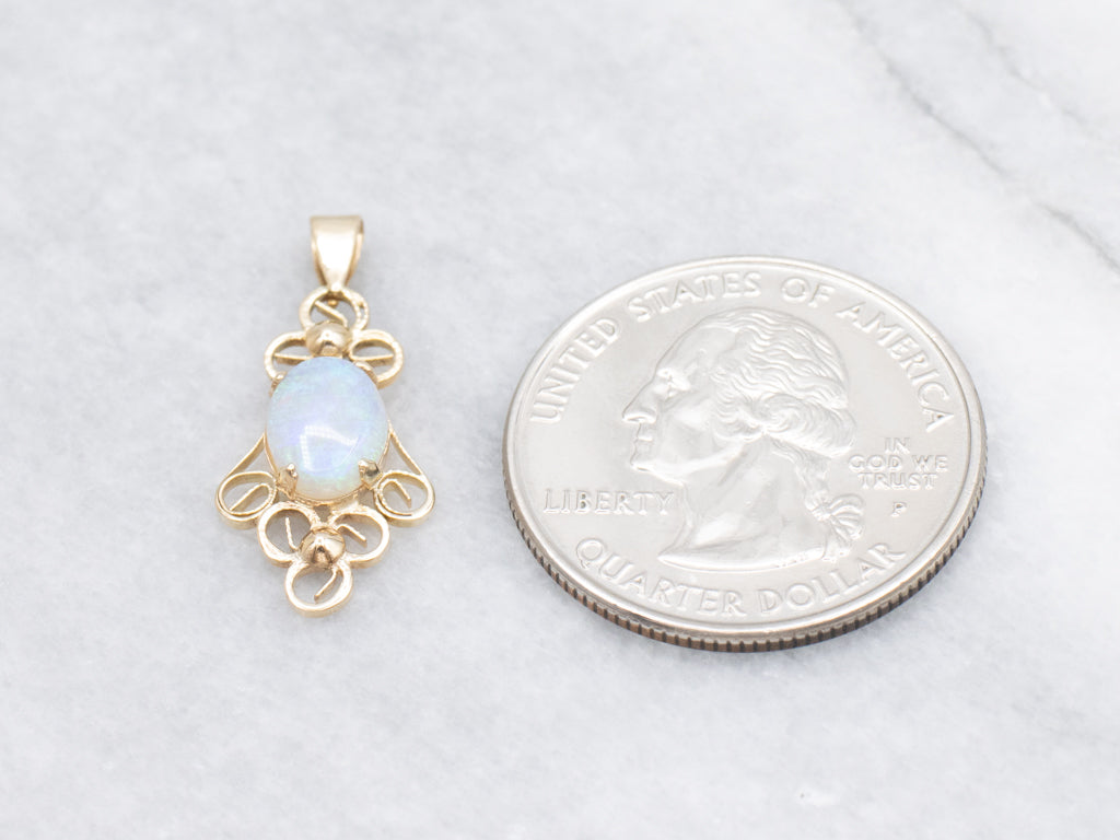 Australian Opal Scrolling Gold Pendant