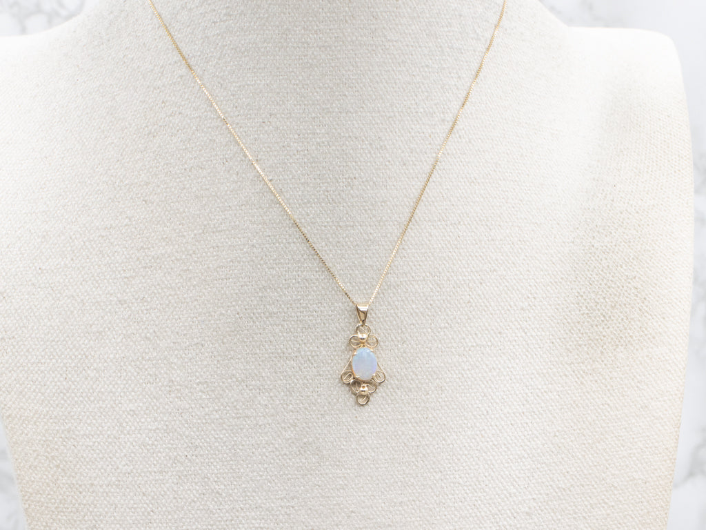 Australian Opal Scrolling Gold Pendant