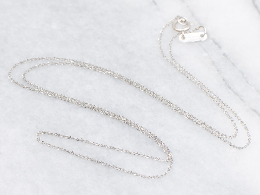 Dainty White Gold Rope Chain with Spring Ring Clasp