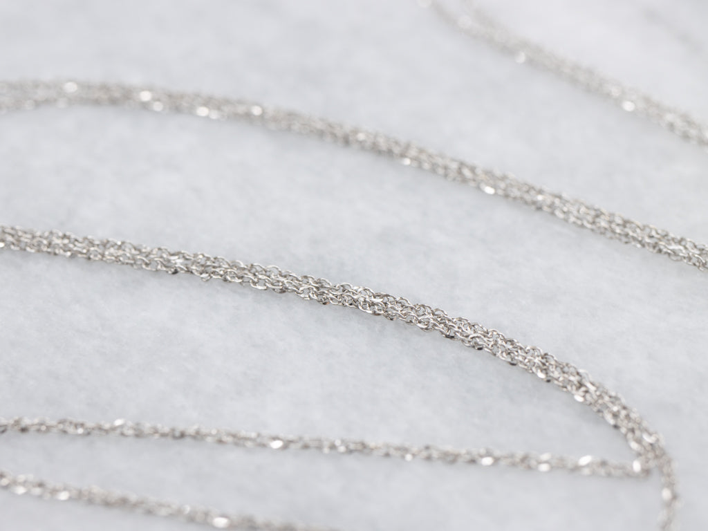 Dainty White Gold Rope Chain with Spring Ring Clasp