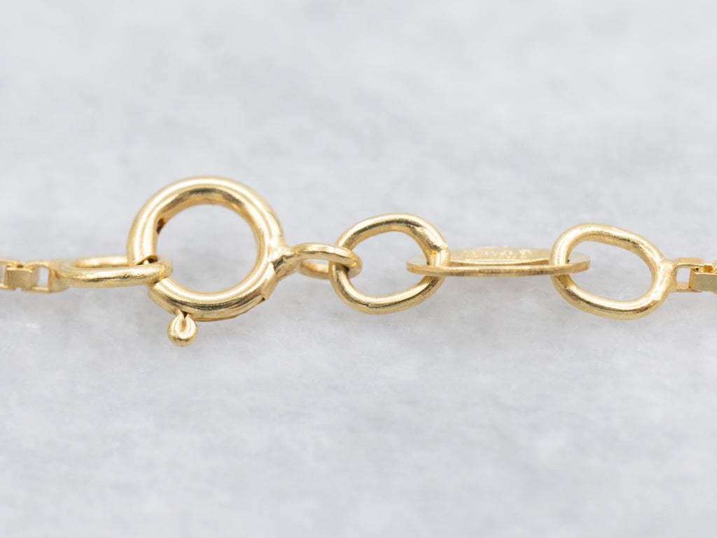 Long Italian Yellow Gold Box Chain