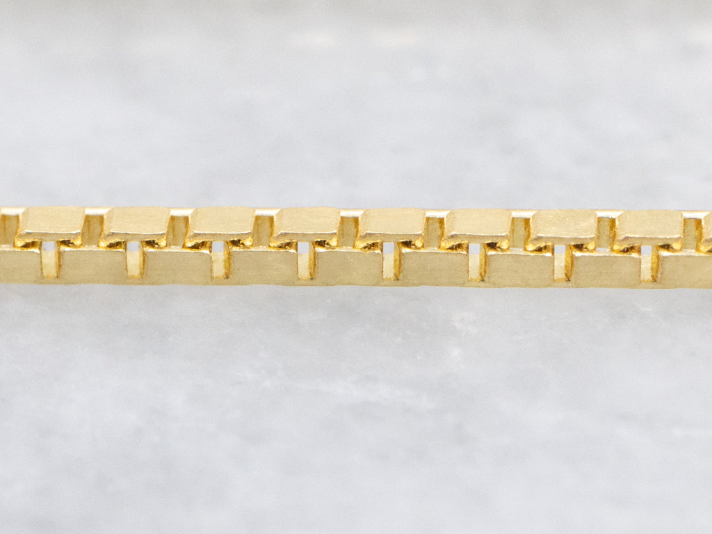 Long Italian Yellow Gold Box Chain