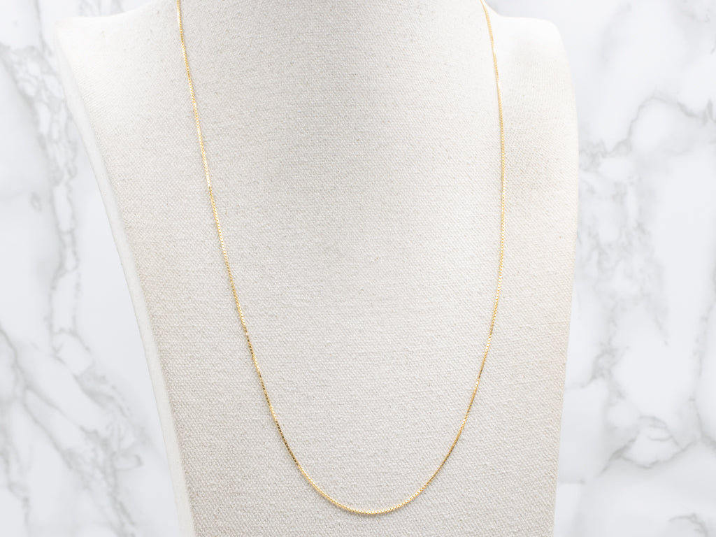 Long Italian Yellow Gold Box Chain