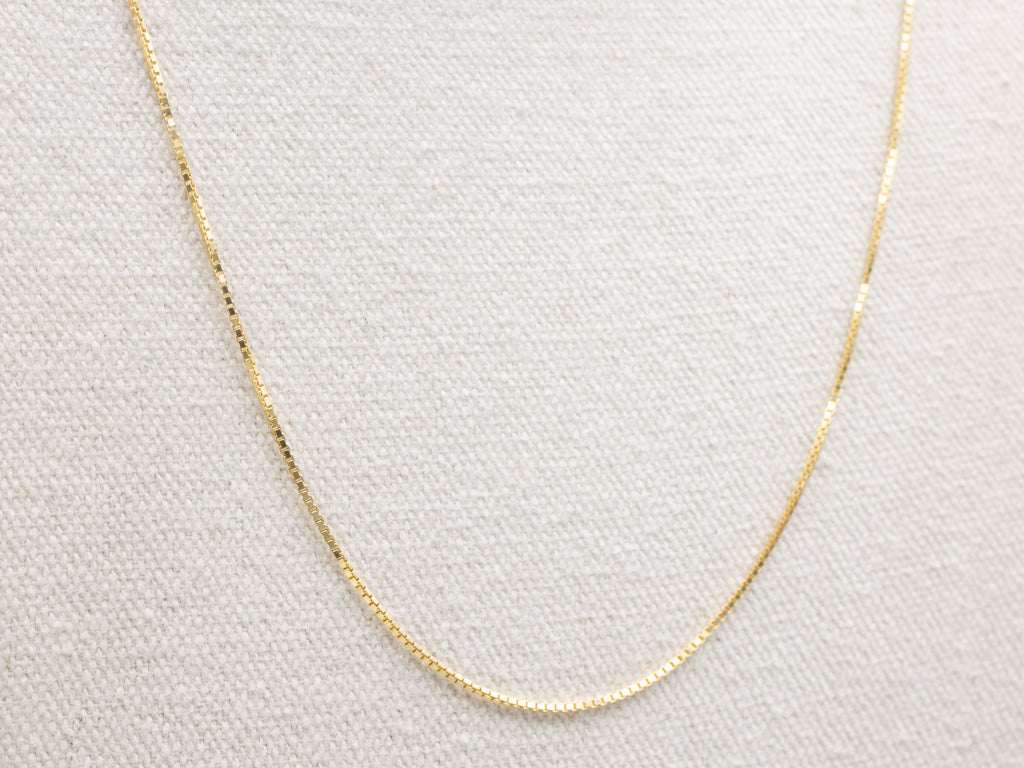 Long Italian Yellow Gold Box Chain