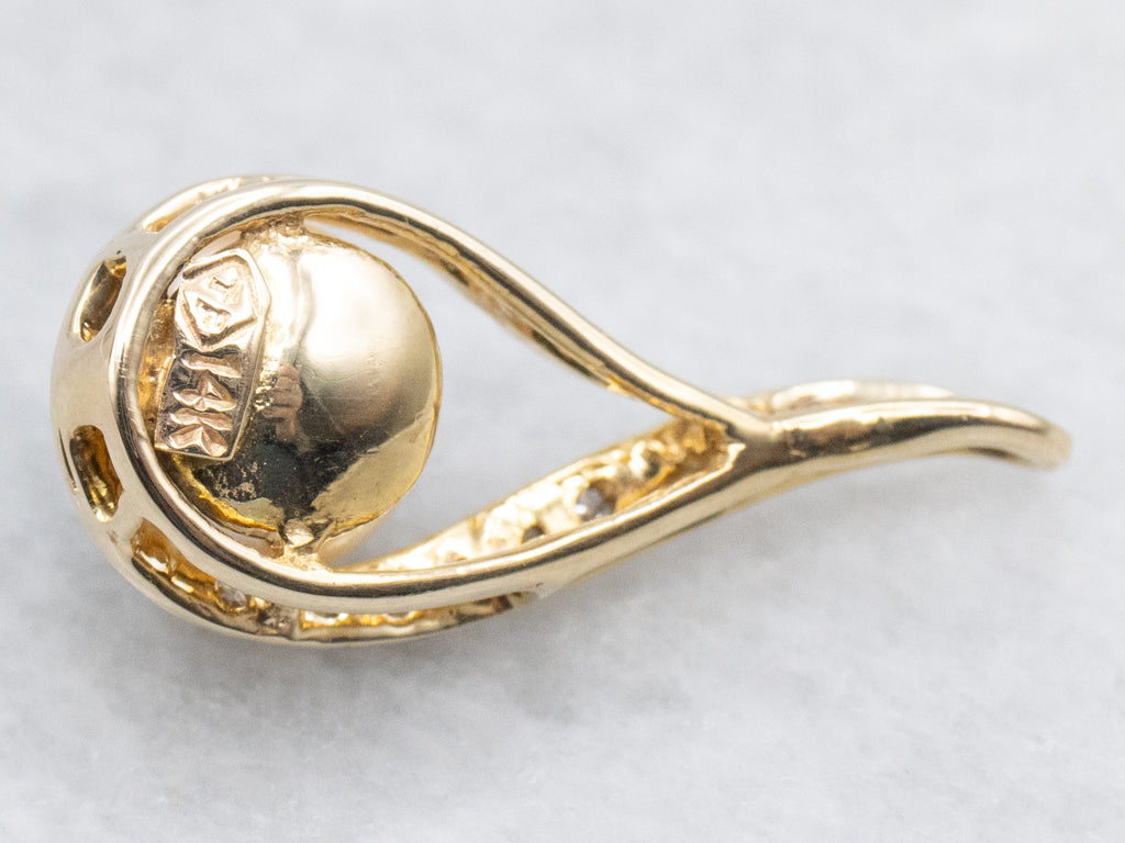 Saltwater Pearl Modern Diamond and Gold Pendant