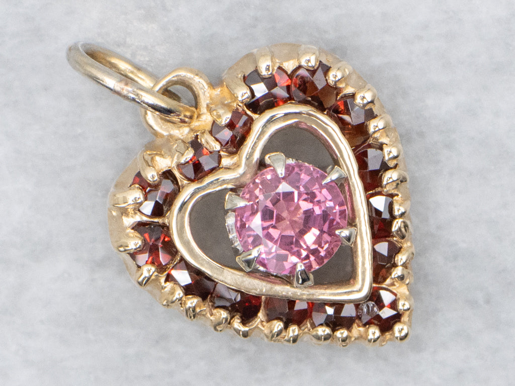 Sweetheart Pink Sapphire and Diamond Heart Pendant