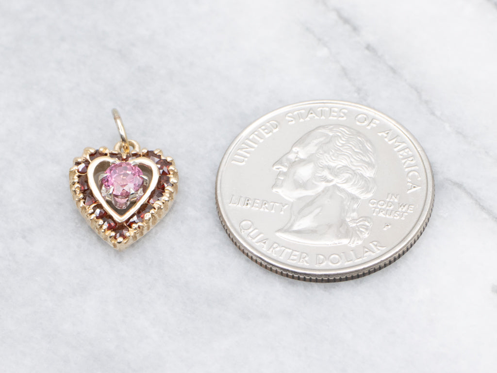 Sweetheart Pink Sapphire and Diamond Heart Pendant