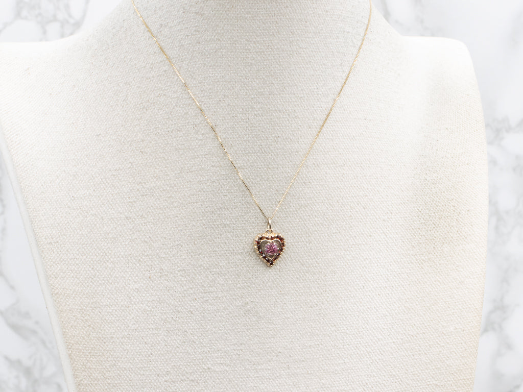Sweetheart Pink Sapphire and Diamond Heart Pendant