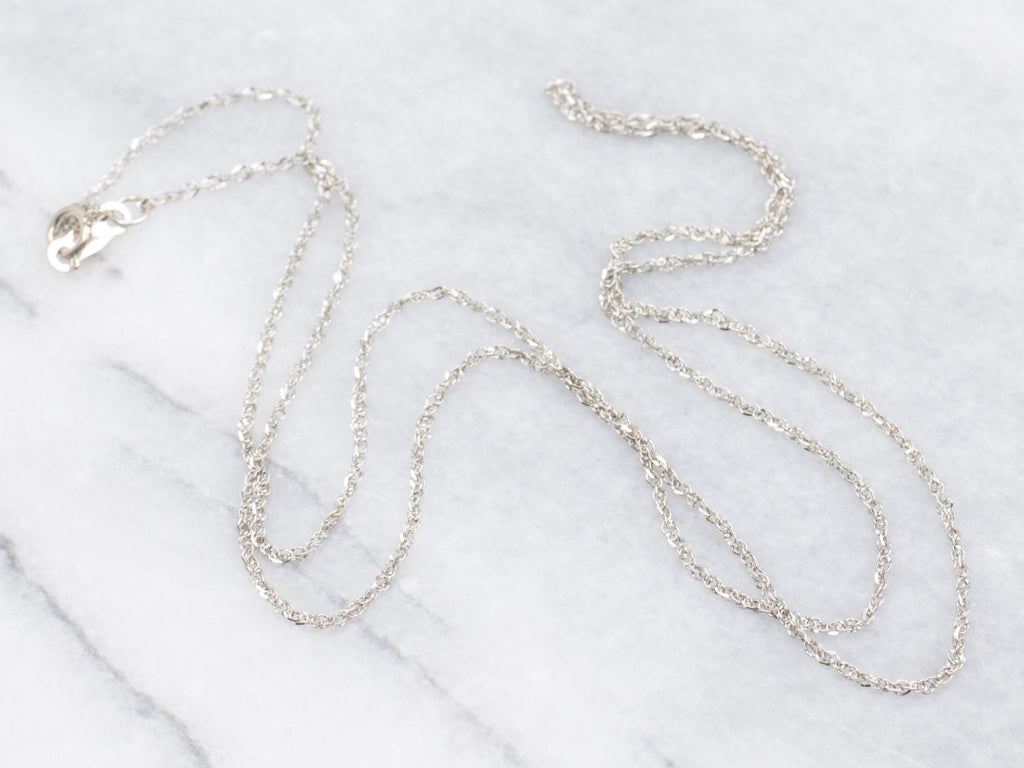 Long White Gold Rope Chain with Spring Ring Clasp