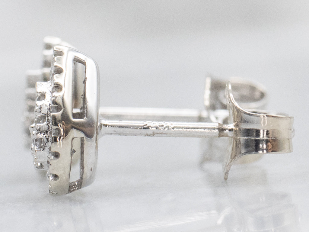 Teardrop White Gold Diamond Cluster Stud Earrings