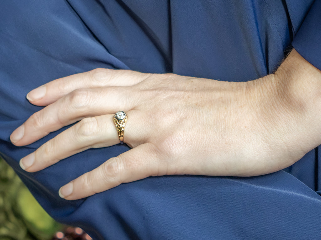 Mix-Era Old Mine Cut Diamond Two-Tone Gold Filigree Solitaire Ring