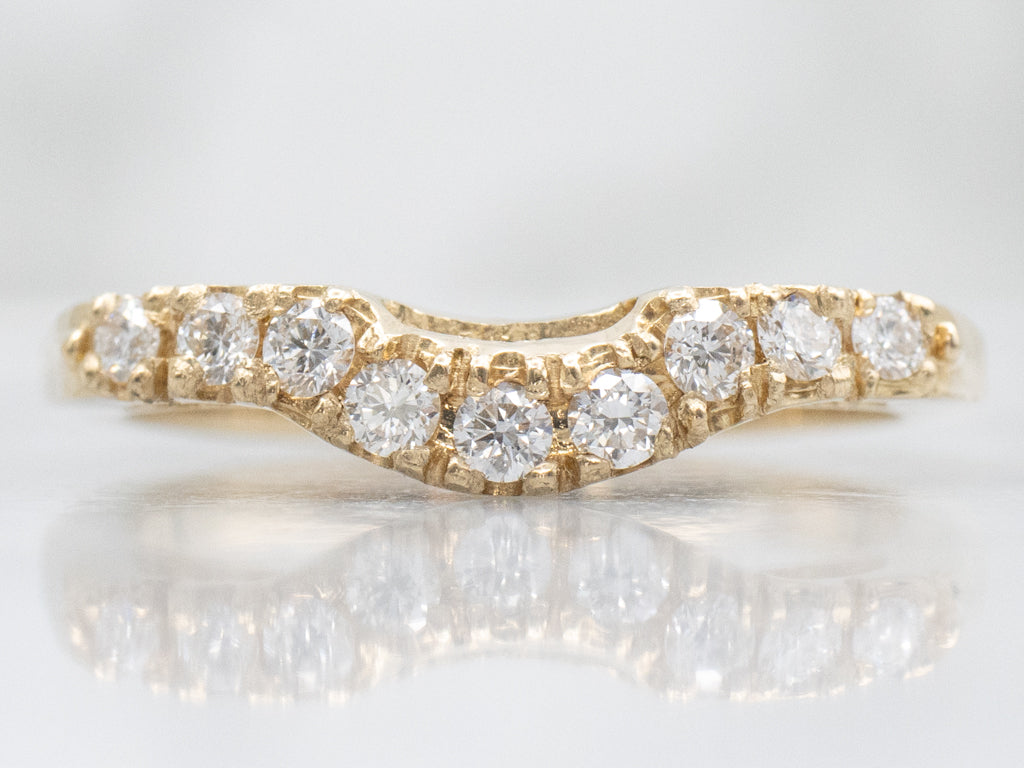 Diamond Yellow Gold Curved Guard Band