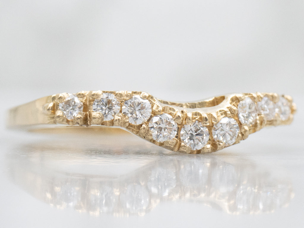 Diamond Yellow Gold Curved Guard Band