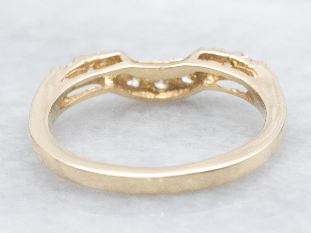 Diamond Yellow Gold Curved Guard Band