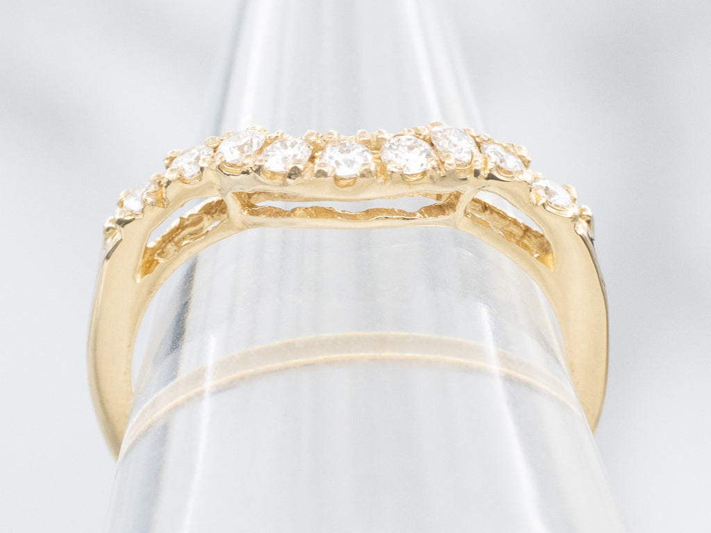 Diamond Yellow Gold Curved Guard Band