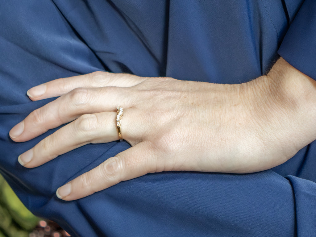 Diamond Yellow Gold Curved Guard Band