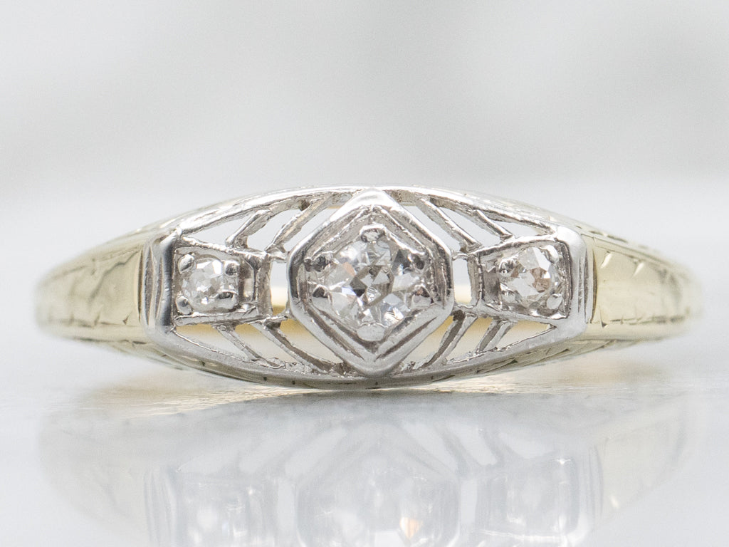 Art Nouveau Era Old Mine Cut Diamond Engagement Ring