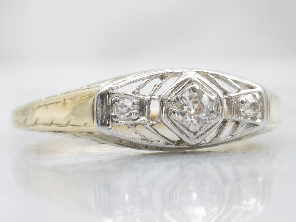 Art Nouveau Era Old Mine Cut Diamond Engagement Ring