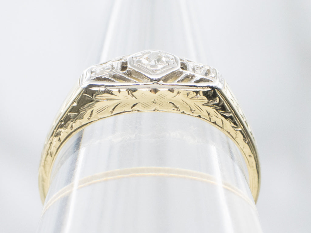 Art Nouveau Era Old Mine Cut Diamond Engagement Ring