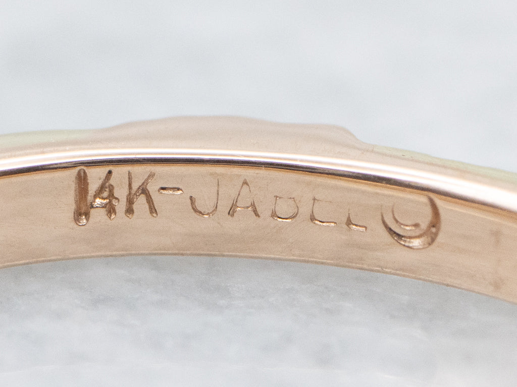 Vintage Jabel Floral Pattern Green and Rose Gold Band