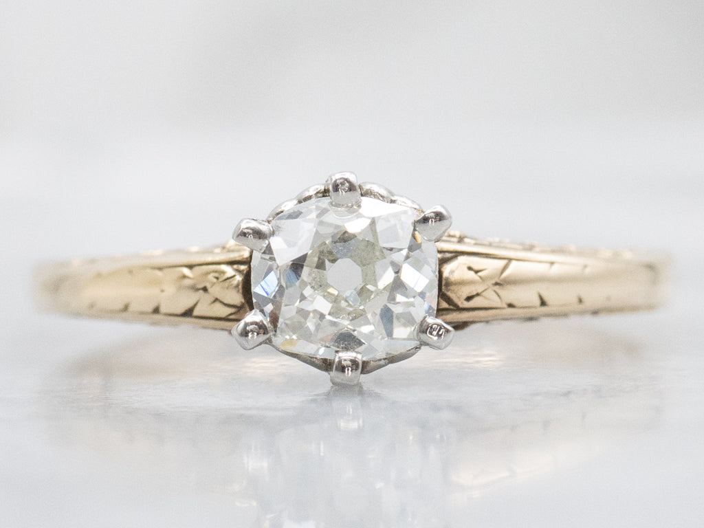 Antique Old Mine Cut Diamond Solitaire Engagement Ring