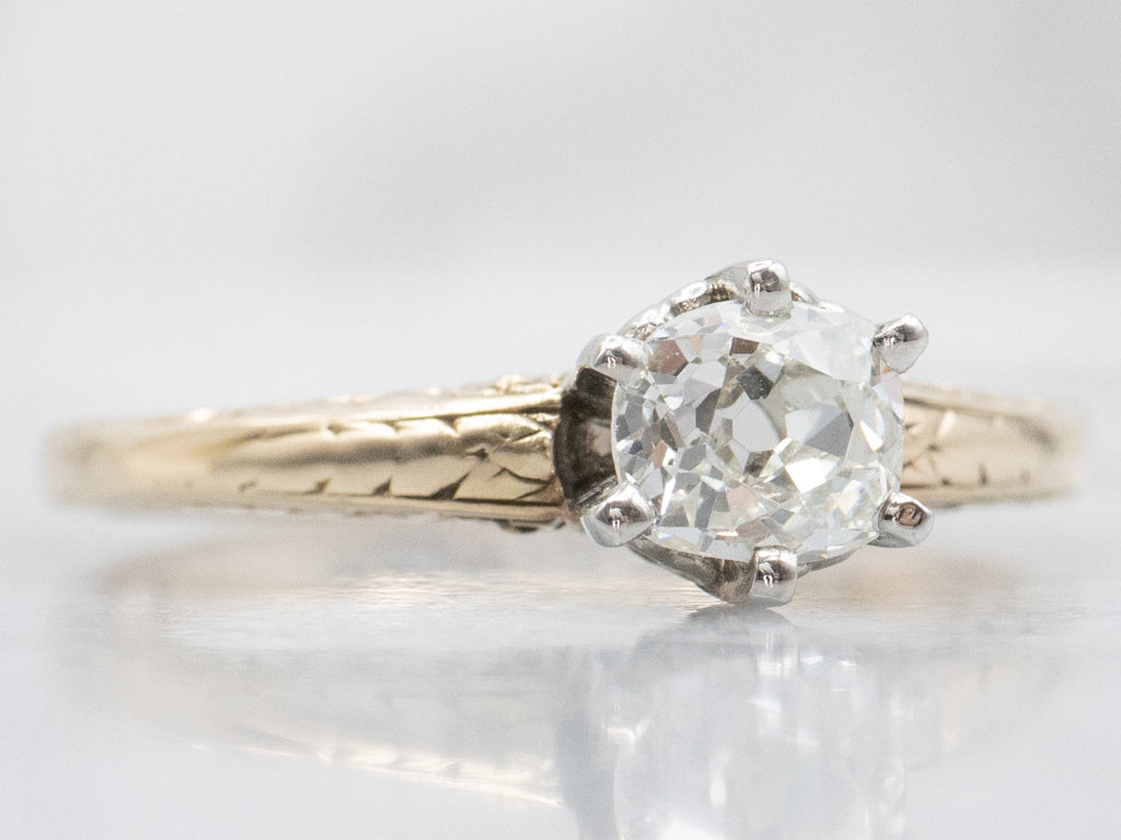 Antique Old Mine Cut Diamond Solitaire Engagement Ring