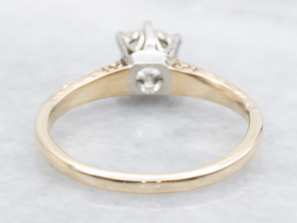 Antique Old Mine Cut Diamond Solitaire Engagement Ring