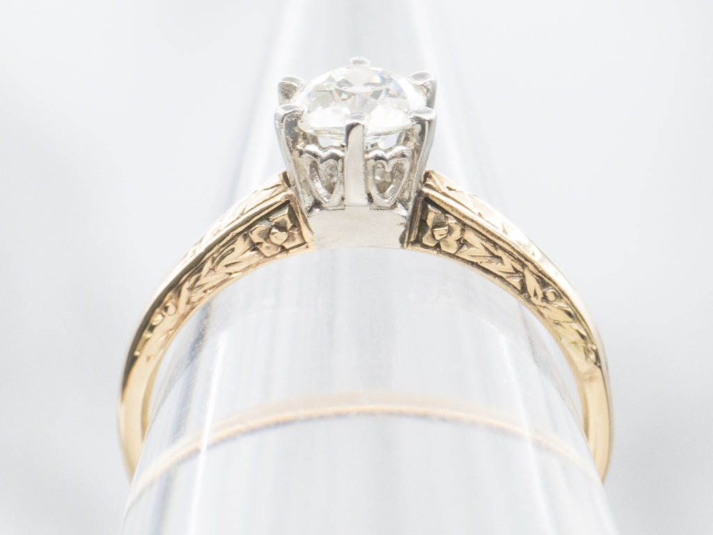 Antique Old Mine Cut Diamond Solitaire Engagement Ring