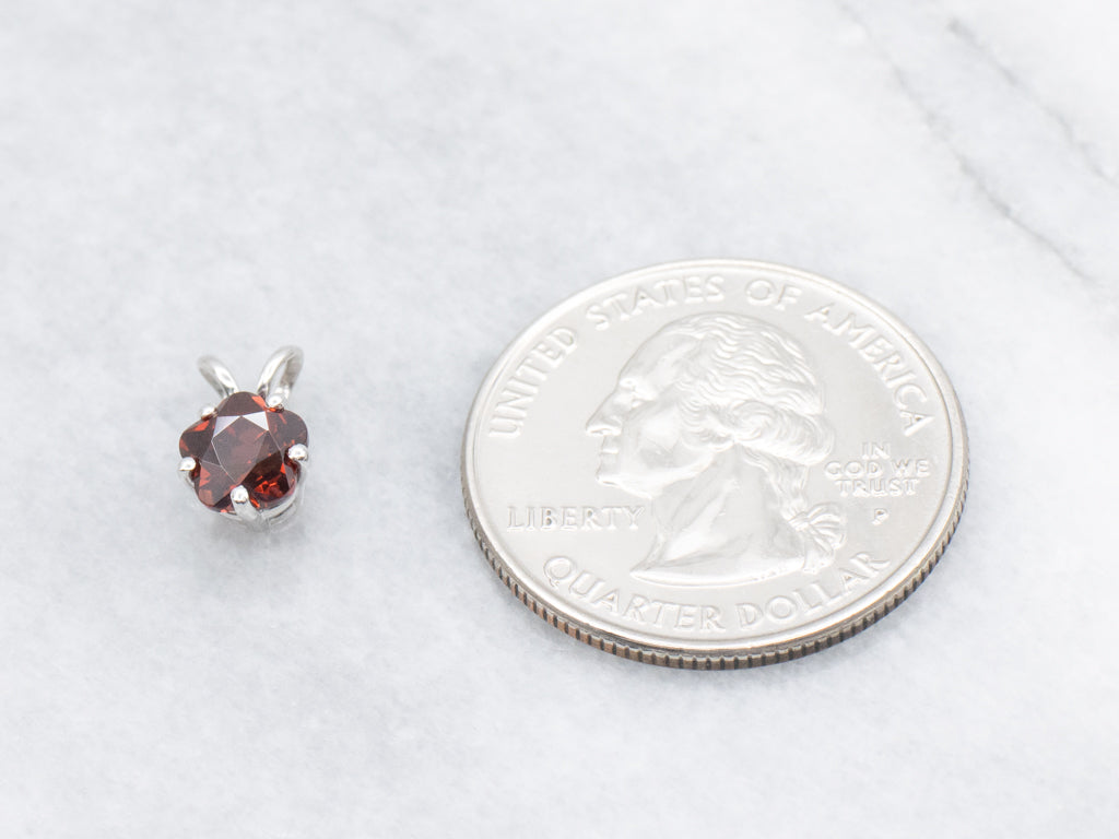 Flower-Cut Garnet White Gold Gemstone Pendant