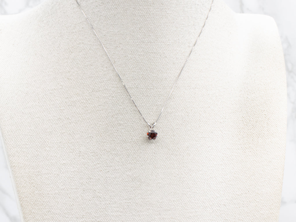 Flower-Cut Garnet White Gold Gemstone Pendant