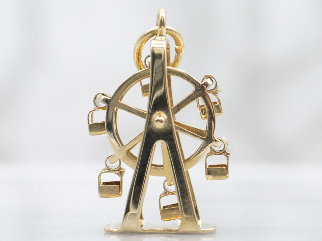 Vintage Gold Spinning Ferris Wheel Charm Pendant