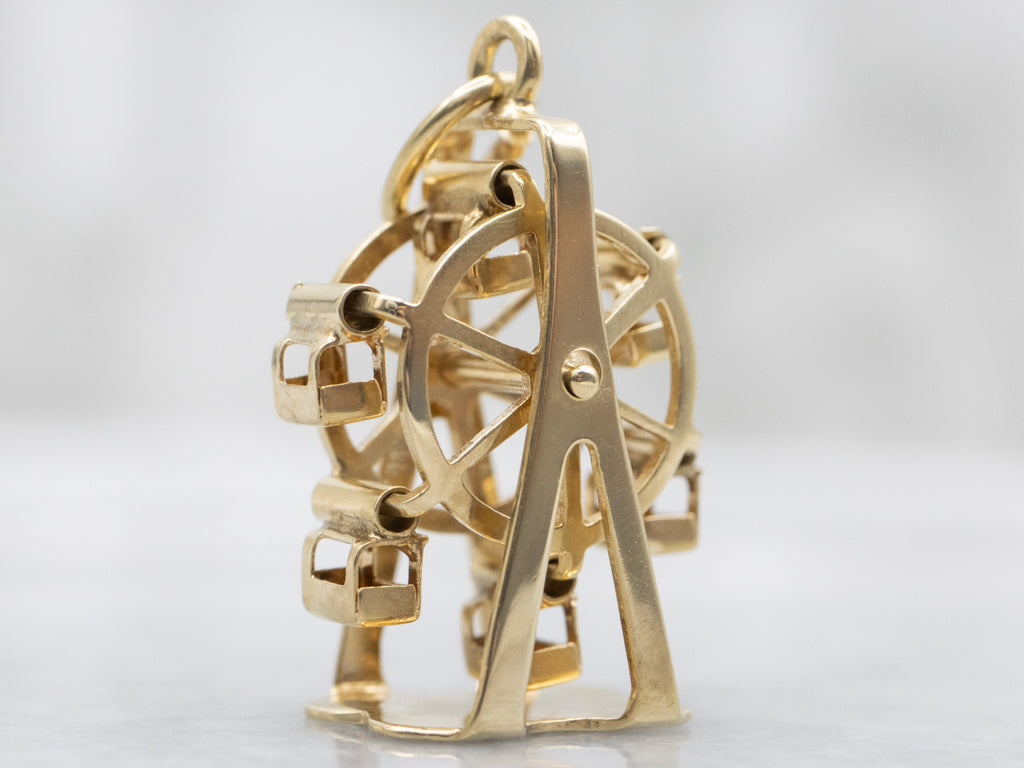 Vintage Gold Spinning Ferris Wheel Charm Pendant